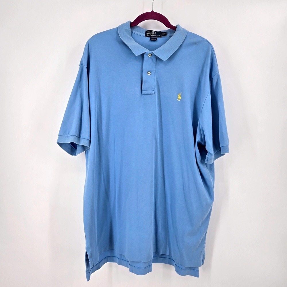 Polo Ralph Lauren XXL Blue Yellow Pony Pique Cotton 90s Streetwear GUC Vintage